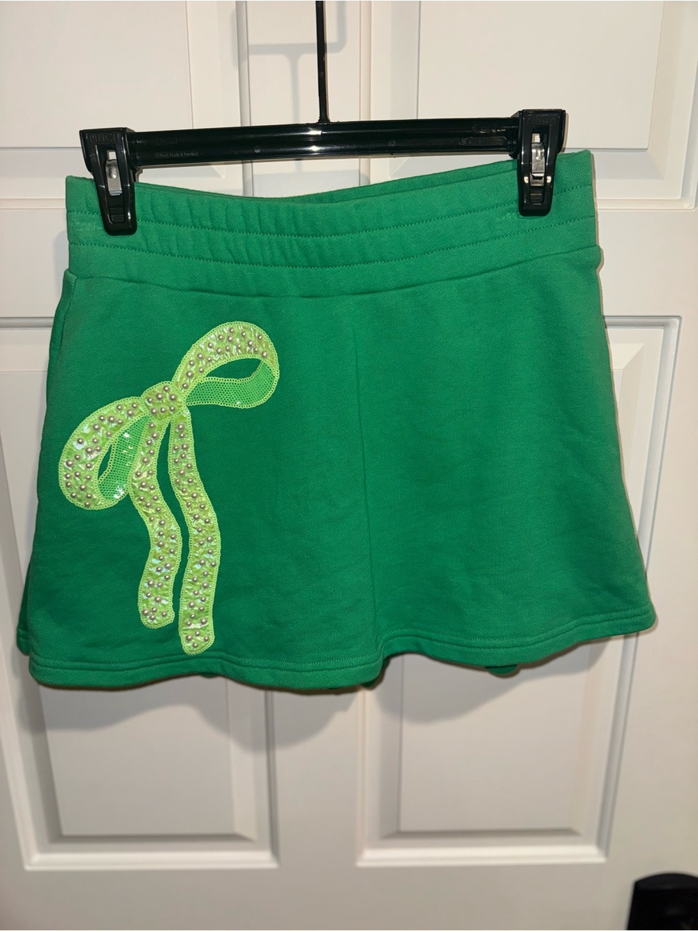 Green Embellished Bow Mini Skirt Brianna Cannon small skort